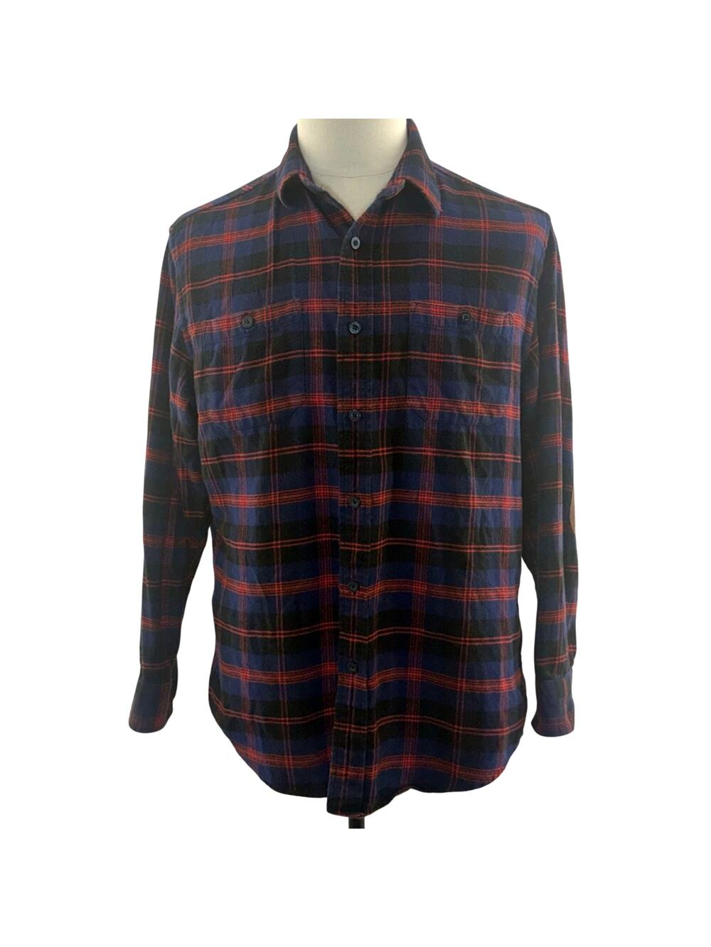 Pendleton Plaid Button Down Shirt Men's Medium Elbow Patches Cotton